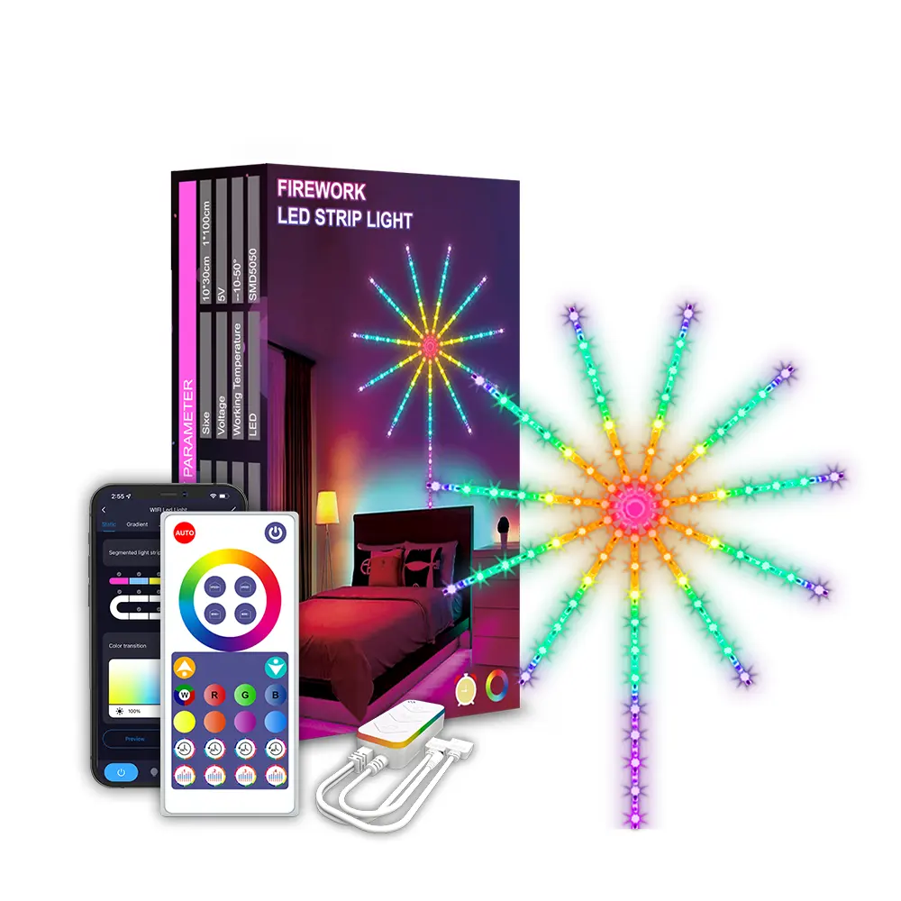 USB Addressable Firework led Night Light Music Sound APP Wall Atmosphere Lighting for Christmas Bedroom Home Room Decor Gift