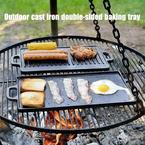 Plancha de Hierro Fundido para Asar al Aire Libre, Precurada, Antiadherente, Reversible, para Camping - Product Image 6