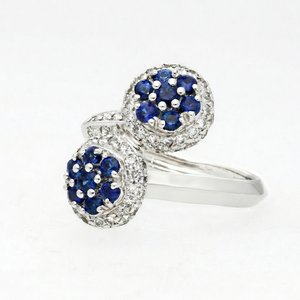 Anillo de compromiso para mujer con diseño de flor vintage, racimo de diamantes, engaste pavé, chapado en rodio, plata 925, aleación, certificado IGI - Product Image 1