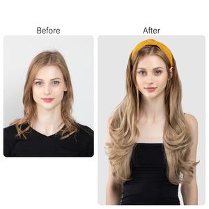 <span class=keywords><strong>Perruque</strong></span> longue bouclée pour femmes avec dentelle transparente Euro American Big Waves <span class=keywords><strong>Perruque</strong></span> <span class=keywords><strong>synthétique</strong></span> <span class=keywords><strong>demi</strong></span>-tête pour un usage quotidien - Product Image 6