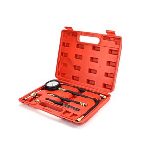 Fuel Pressure Gauge Set 9 Piece Analog Display For Automotive Maintenance Car <b>Diagnostic</b> <b>Tool</b> Kit Red Copper Material - Product Image 2