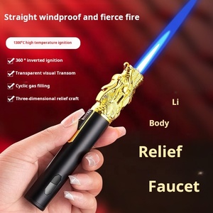 Mini Dragon Jet Flamme Rechargeable Butane Torche Briquet Coupe-Vent Drô<span class=keywords><strong>le</strong></span> Creative Business Cadeau Idée pour Cheminée À Gaz Cigarette - Product Image 2