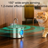 Distributeur d'eau sans fil intelligent à induction infrarouge détachable en acier inoxydable 304 de 3,2 L pour chiens et chats, sans prise
