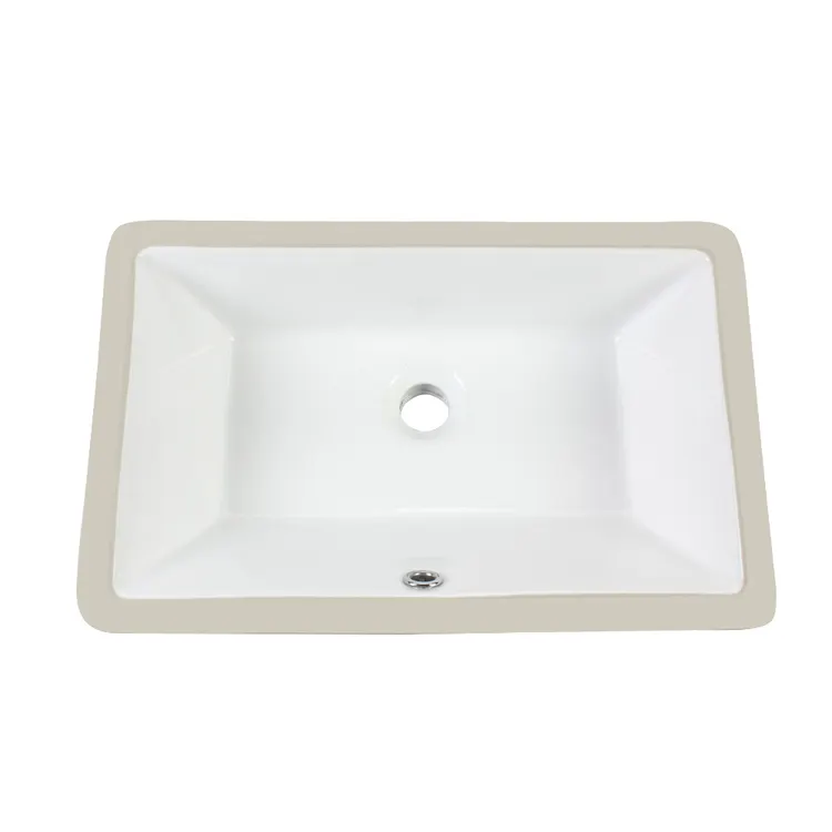 Ovs White Ceram Lavabo de salle de bain en céramique sous le comptoir rectangulaire en porcelaine sous le support Lavabos de luxe Lavabos de salle de bain