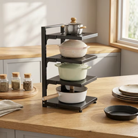 Étagère d'angle réglable robuste et moderne en fer pour casseroles et poêles, support de rangement pour évier, garde-manger et armoire, organisateur domestique