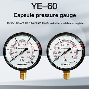 Instrumento de bandeira vermelha YE-60 YE-63 Brass Back Barometer 100mm Kilopascal Manômetro de Pressão para Gás e Gás Natural Montagem Inferior - Product Image 3