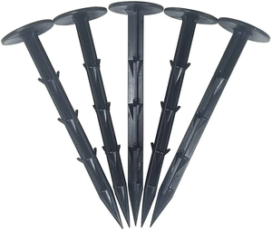 Clous de fixation en plastique <span class=keywords><strong>noir</strong></span> côtelés à pointe barbelée pour géotextile, pour usage agricole et de jardinage - Product Image 2
