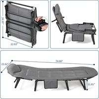 Lit pliant en métal de style américain, chaise inclinable multifonctionnelle pour le camping en plein air, chaise de sieste portable pour le bureau, utilisable à l'intérieur et à l'extérieur