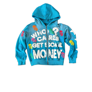 Felpa con Cappuccio Personalizzata 500gsm Streetwear Oversize con Zip e Strass OEM Lavaggio Acido Vintage Pesante con Stampa in Rilievo per Uomo - Product Image 2