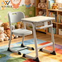 Ensemble chaise et bureau d'étudiant moderne, réglable en hauteur, ergonomique, avec cadre métallique, chaise en plastique écologique et tiroir de rangement – Vente directe usine