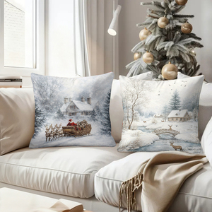 Noel köyü kar sahne atmak yastıklar süslemeleri rahat oturma odası tatil atmosferi - Product Image 4