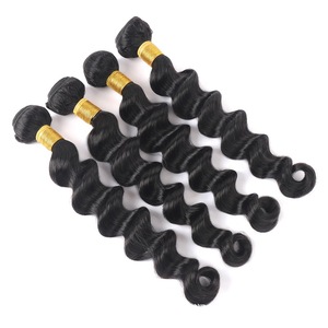 Extensions de cheveux naturels <span class=keywords><strong>vierges</strong></span> doublement étirés avec closure, bouclés profonds, ondulations lâches, closure en dentelle, trame double cousue à la machine, cheveux bruts - Product Image 3