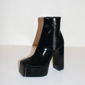 Vendita calda stivali bassi da donna con punta quadrata in morbida pelle e versatili con <span class=keywords><strong>tacco</strong></span> alto stivaletti neri - Product Image 2