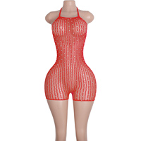 Combinaison tendance avec des accents distinctifs de lacets, pour les spectacles de danse, vêtements de club accrocheurs, tenue de scène pour femmes, vêtements de danse une pièce