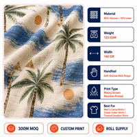 Tissu en rayonne et lin 85% viscose 15% lin, doux, fluide, tissé, imprimé sur mesure, pour chemise de camping homme, tissu d'été