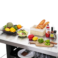 Chariot de cuisine extérieur de table de gril en métal avec le dessus pliable d'acier inoxydable de 2 tables latérales pour les armoires de cuisine extérieures