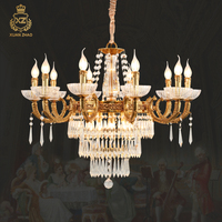 Lustre Rond en Cristal Transparent Élégant Européen, Suspension Vintage en Laiton de Luxe pour Hall d'Entrée et Salon de Villa