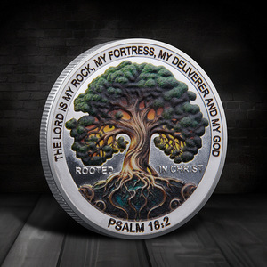 Pièce commémorative en métal avec impression couleur en relief 3D, motif Arbre de la Richesse Sauveur, œuvre d'art métallique - Product Image 1