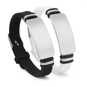 Custom 10 Colors logo Silicone wristband bracelet Stainless steel laser engraving logo adjustable Silicone bracelet