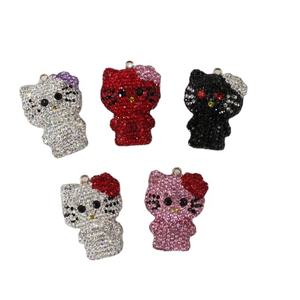 Adornos <span class=keywords><strong>de</strong></span> Gato Kt con Pedrería Brillante, Estilo Kawaii, Color <span class=keywords><strong>Rosa</strong></span>, Blanco y Negro, Dijes <span class=keywords><strong>de</strong></span> Gatito, Accesorios para Llaveros, Decoración para Fundas <span class=keywords><strong>de</strong></span> Teléfono - Product Image 1