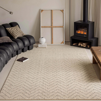 Tapis de sol moderne abstrait gris en polyester imperméable à poils mi-longs avec envers en jute antidérapant, antimicrobien et réversible