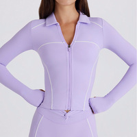 Haut de yoga léger et à séchage rapide à manches longues, veste zippée ajustée de sport et de mode, protection solaire avant, pour le commerce transfrontalier