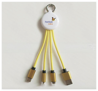 Kabel pengisi daya Usb Logo kustom warna kuning, gantungan kunci kabel pengisi daya 3 4 5 in 1