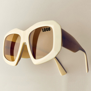 LMA 3499 Fashion Custom Logo Shades Oversized Thick <b>White</b> <b>Frame</b> Tea Lens Women Men <b>Square</b> Eyewear UV400 High Quality Sunglasses - Product Image 1