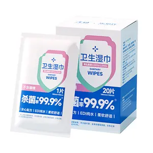 Lingettes humides de nettoyage d'aloès d'alcool 65% personnalisées pour les voyages en plein air en déplacement Lingette désinfectante d'hygiène - Product Image 6