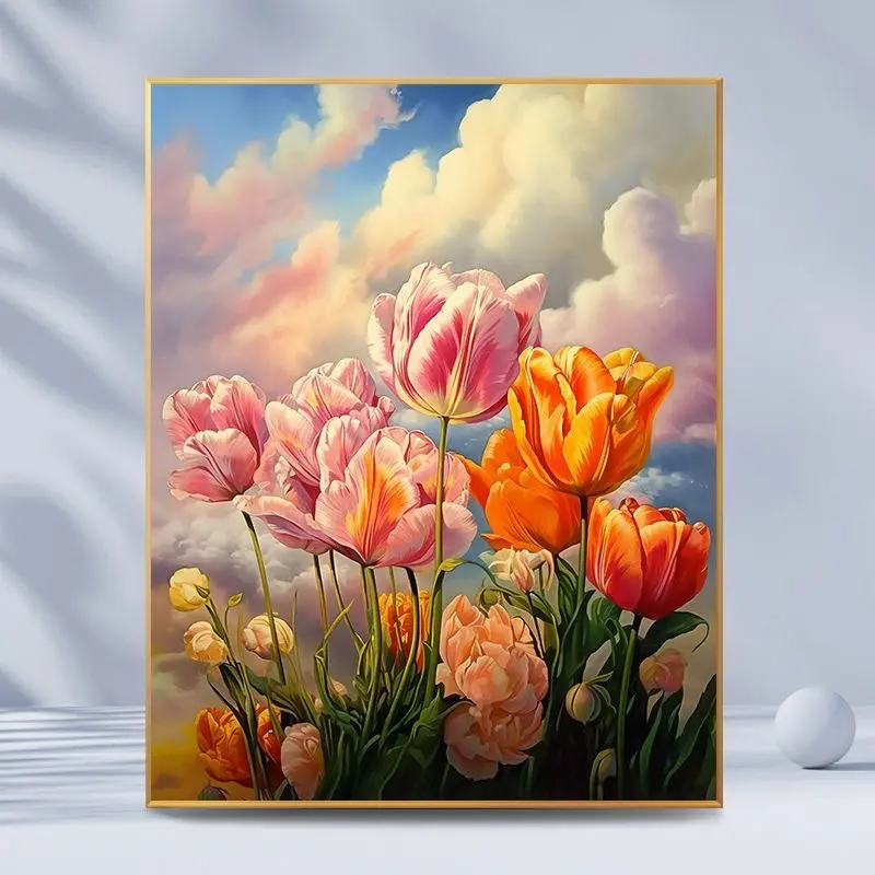 Venta caliente 26 estilos pintura por números flor Diy pinturas al óleo digitales al por mayor pinturas decorativas pintadas a mano de rosas