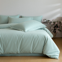 Parure de lit 4 pièces en pur coton, tissage mat respirant et lisse, confort optimal pour appartement familial moderne, idéal pour toutes les saisons