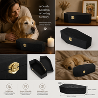 Urne funéraire personnalisée de luxe en bois noir pour cendres d'animaux de compagnie, cercueil commémoratif artisanal écologique pour petits animaux