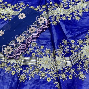 Tissu en Dentelle Nigériane <span class=keywords><strong>Mariage</strong></span> Nuptial Brodé Haut de Gamme Large <span class=keywords><strong>Bazin</strong></span> Coton Qualité Supérieure 7060 Largeur 160cm - Product Image 1