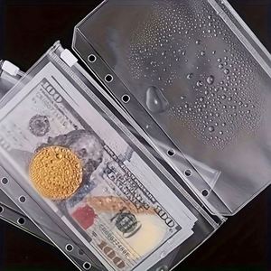 <b>A6</b> <b>Binder</b> Pockets 6 Holes <b>Budget</b> Cash Envelopes Clear Zipper Folders Loose Leaf Bags Waterproof PVC Document Filing - Product Image 4