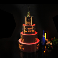 Support à gâteau LED 3 niveaux pour bouteilles de champagne avec lumière néon arc-en-ciel et texte personnalisé pour service VIP de boîte de nuit et fêtes