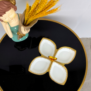 Piatto di caramelle in ceramica piatto di frutta secco con decorazione per bordo in oro piatto di frutta secca piatto di frutta - Product Image 3