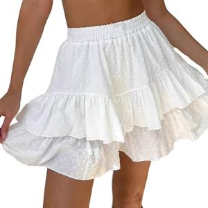 Nouvelle jupe à volants sexy taille haute en dentelle unie pour femme, collection printemps-été, style tempérament - Product Image 1