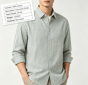 Tessuto per Camicie Casual OEM 100% Cotone Tinto in Filo 40S Seersucker a Righe per <span class=keywords><strong>Uomo</strong></span>, Donna e Ragazzo - Product Image 3