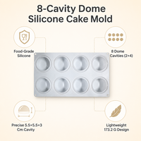 Moule à gâteau en silicone en forme de dôme, 8 cavités, semi-sphérique, pour mousse, qualité alimentaire, résistant au four et au congélateur, antiadhésif, outil de pâtisserie DIY