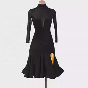 Robe fendue pour <span class=keywords><strong>danse</strong></span> latine, costume d'audition, costume de performance professionnel, costume de compétition, Rumba <span class=keywords><strong>Jive</strong></span>, en soie/coton - Product Image 2
