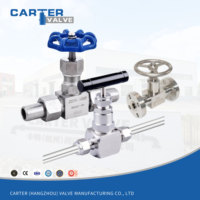 Válvula de Aguja Carter A105 304 316L, Rosca de Compresión, Soldadura Manual, Ángulo Recto, Sellado Metálico, para Agua, Aceite, Gas, Vapor, ANSI Clase VI, OEM