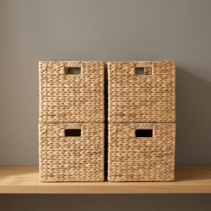 Woven Seagrass <b>Square</b> Storage <b>Basket</b> with Handle Foldable Rustic Organizer Bin for Home Bedroom Kitchen (6-10L Capacity) - Product Image 2