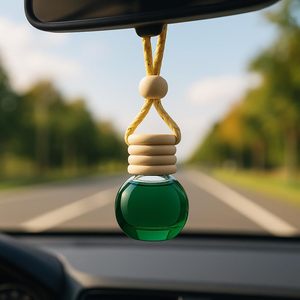 8ml Round Glass Screen Printed <b>Car</b> Air Freshener Perfume <b>Diffuser</b> Empty <b>Bottle</b> with Pendant Decoration - Product Image 4