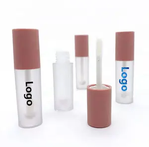 Rỗng Bán Hot New Luxury Xi Lanh Màu Hồng Lip Gloss Chai Frosted Lipgloss Container Bao Bì Ống Với Wands Cọ 3Ml