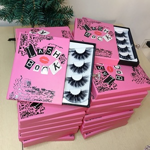 2021 new arrivals 4pairs mink lash box book packaging case Full Strip fluffy vegan 25mm 3D eye lashes new lash packaging
