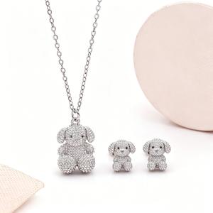 <span class=keywords><strong>Conjunto</strong></span> de Joyería de <span class=keywords><strong>Collar</strong></span> <span class=keywords><strong>y</strong></span> <span class=keywords><strong>Pendientes</strong></span> con Diseño de Oso, Bonito Regalo de Moda para Cumpleaños, con Piedra, Venta al por Mayor, Lindo Diseño de Perro Animal - Product Image 3