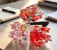 Porte-stylo en acrylique personnalisé en forme de feuille d'érable, rempli de liquide, presse-papiers en résine flottante, souvenir de bureau, cadeau promotionnel
