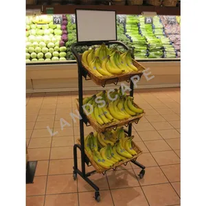 Pavimento in Piedi in Metallo Ruota Frutta Display Cremagliera per Il Supermercato