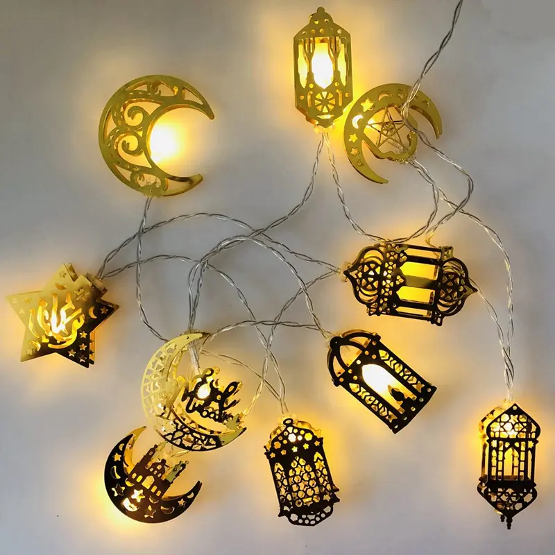 2022 White Warm Yellow Color Muslim Ramadan Outdoor Fairy Lights Eid Mubarak Home Decoration Led String Lights