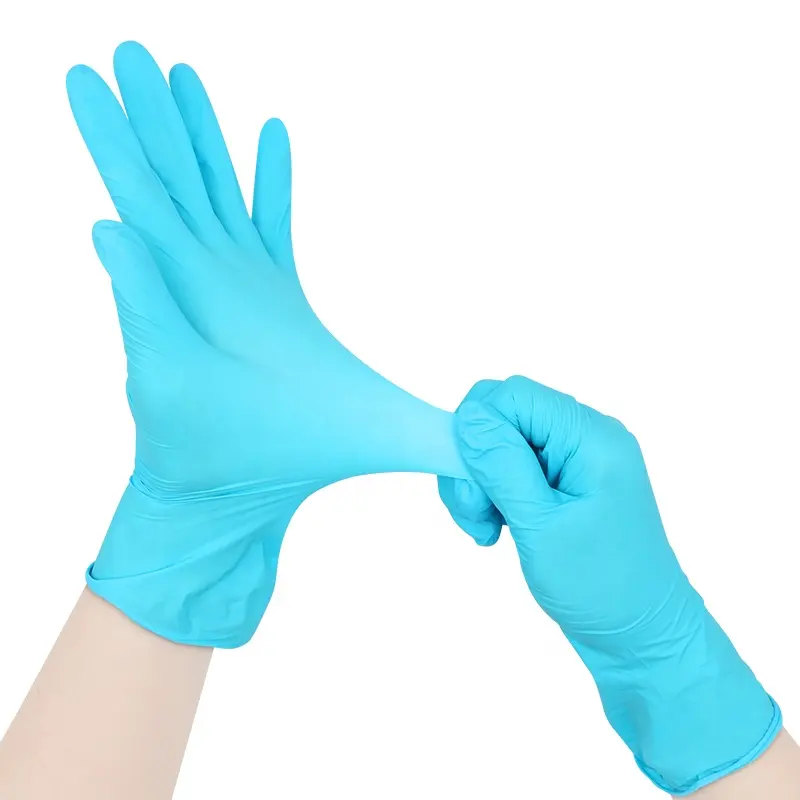 Gants anti-nitrile chimiques nettoyage gants de lavage imperméables lac bleu gants jetables en nitrile sans poudre pour le ménage